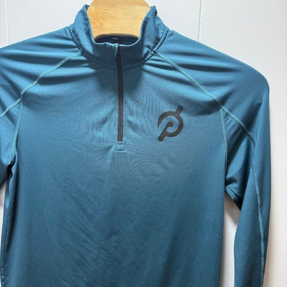 Rhone x Peloton Mens Quarter Zip Pullover Blue Teal Training Top Large
